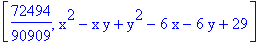 [72494/90909, x^2-x*y+y^2-6*x-6*y+29]